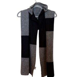 Eileen Fisher Patchwork Mohair Alpaca Blend Scarf Gray Black O/S 17 X 80